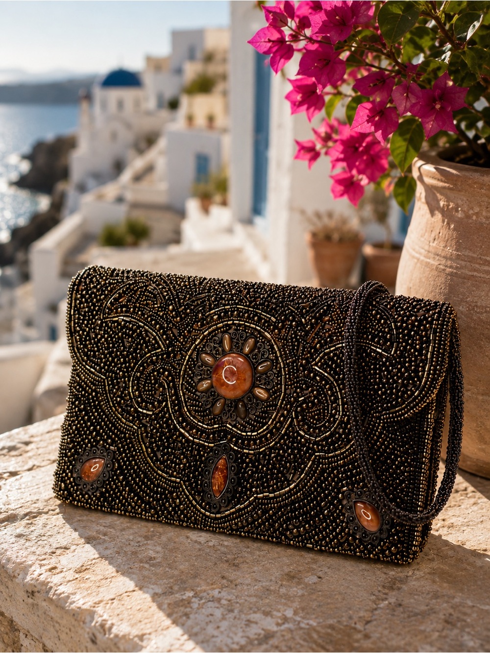 ✨ Vintage-Inspired Bronze Beaded Evening Bag | Artisan Statement Purse